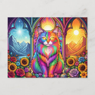 Regenbogenkatze Postkarte