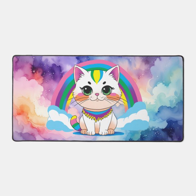 Regenbogenkatze Schreibtischunterlage (Vorderseite)