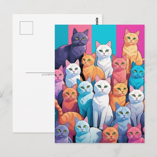 Regenbogenkatzen, Postkreuz Postkarte (Vorne/Hinten)