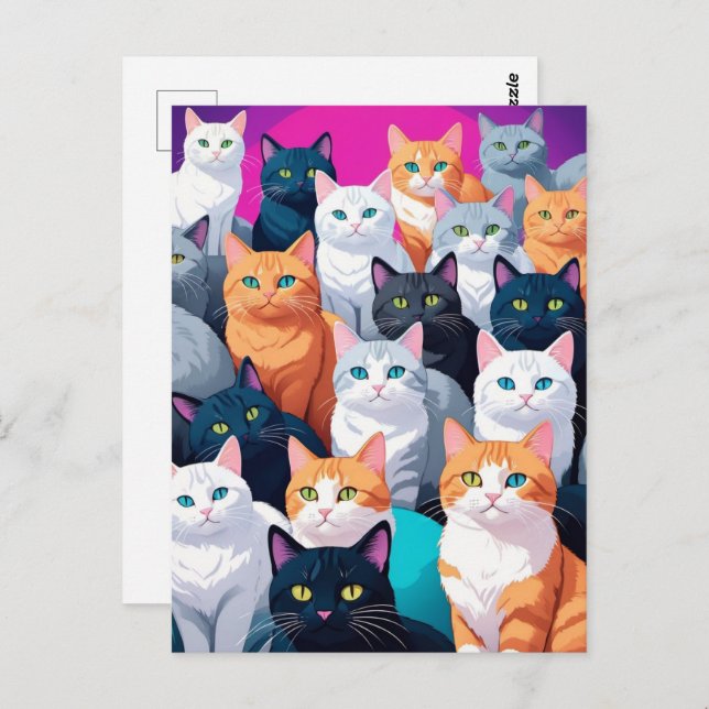 Regenbogenkatzen, Postkreuz Postkarte (Vorne/Hinten)