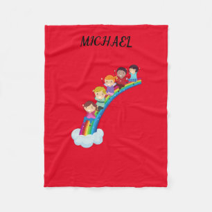 Regenbogenkinder fleece Decke personalisiert.