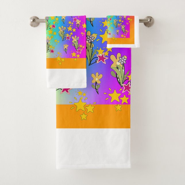 Regenbogenkreis aus Blumensträußen Badhandtuch Set (Insitu)