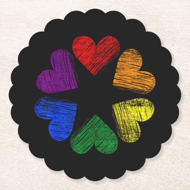 Regenbogenkreis der Herzen Liebe Schwule Pride LGB Untersetzer (Vorderseite)