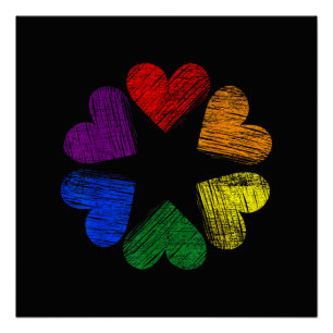 Regenbogenkreis der Herzen Liebe Schwulenstolz LGB Poster