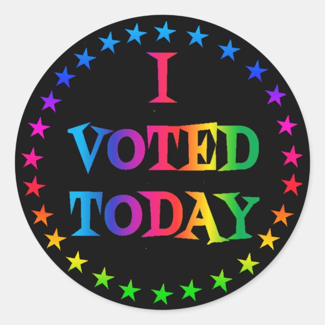 Regenbogenkreis "I Voted Today" LGBT Runder Aufkleber (Vorderseite)