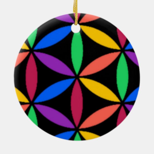 Regenbogenkreise Keramik Ornament (Hinten)
