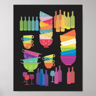 Regenbogenküche Mid-Century-Modern Schwarz Pop-Art Poster