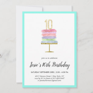 Regenbogenkuchen   10. Geburtstagseinladung