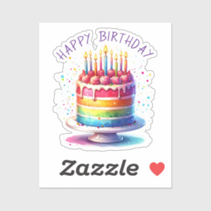 Regenbogenkuchen Alles Gute zum Geburtstag Aufkleber