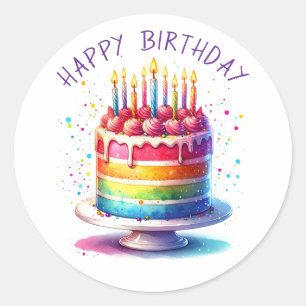 Regenbogenkuchen Alles Gute zum Geburtstag Runder Aufkleber