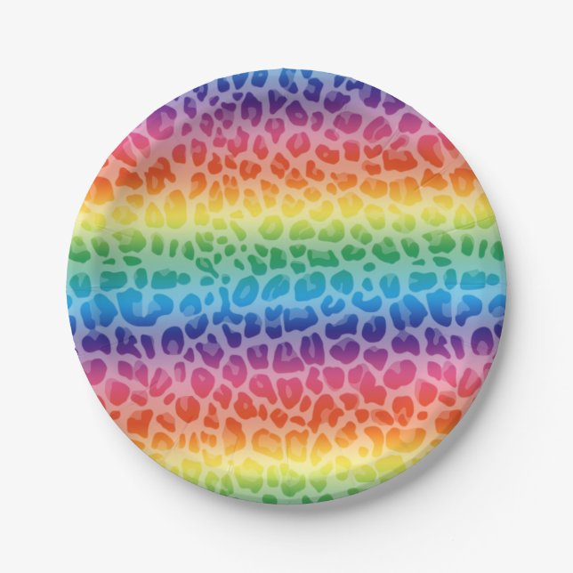 Regenbogenleopard-Druckmuster Pappteller (Vorderseite)