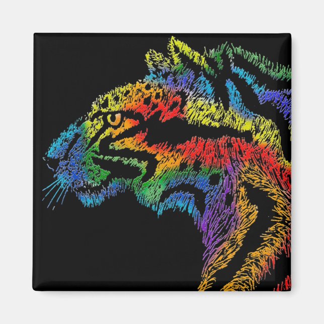 Regenbogenleopard (schwarzer Magnet) Magnet (Vorne)