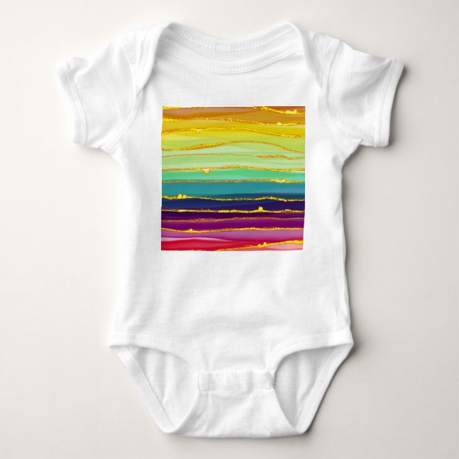 Regenbogenlinien: abstrakte Luxuskomposition. Baby Strampler (Vorderseite)
