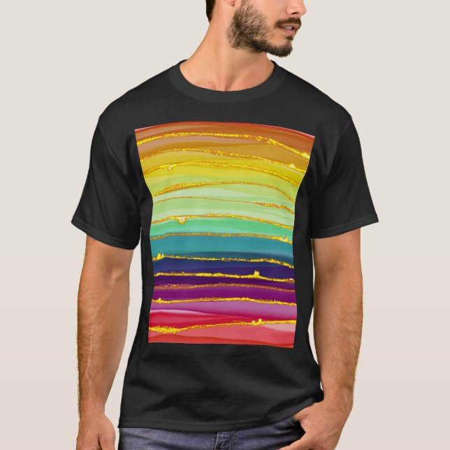Regenbogenlinien: abstrakte Luxuskomposition. T-Shirt (Vorderseite)