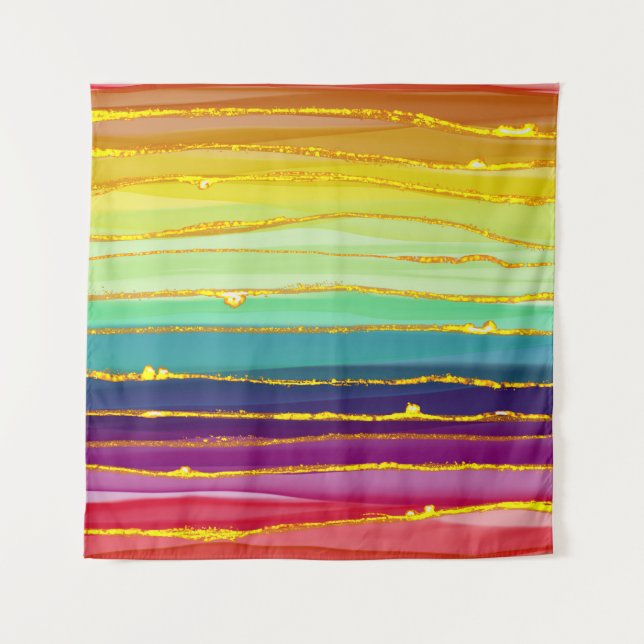 Regenbogenlinien: abstrakte Luxuskomposition. Wandteppich (Vorderseite)