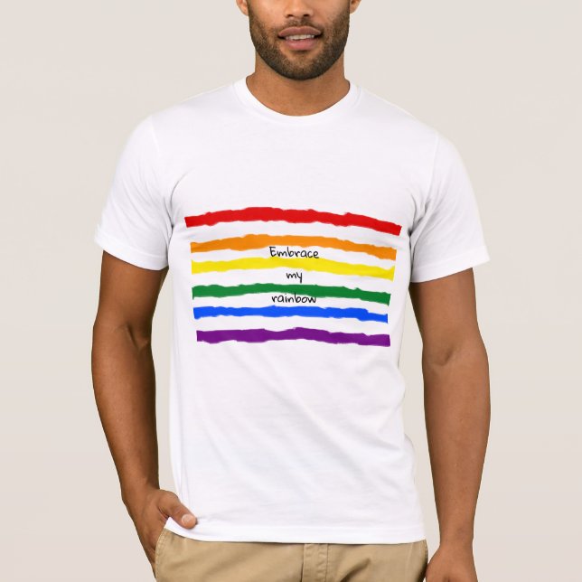Regenbogenlinien mit benutzerdefiniertem Text T-Shirt (Vorderseite)