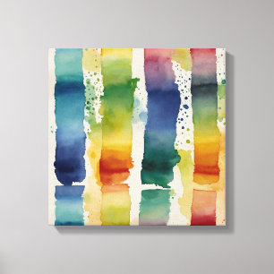 Regenbogenlinien Watercolor Wandkunst Leinwanddruck