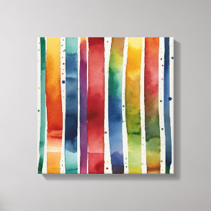 Regenbogenlinien Watercolor Wandkunst Leinwanddruck