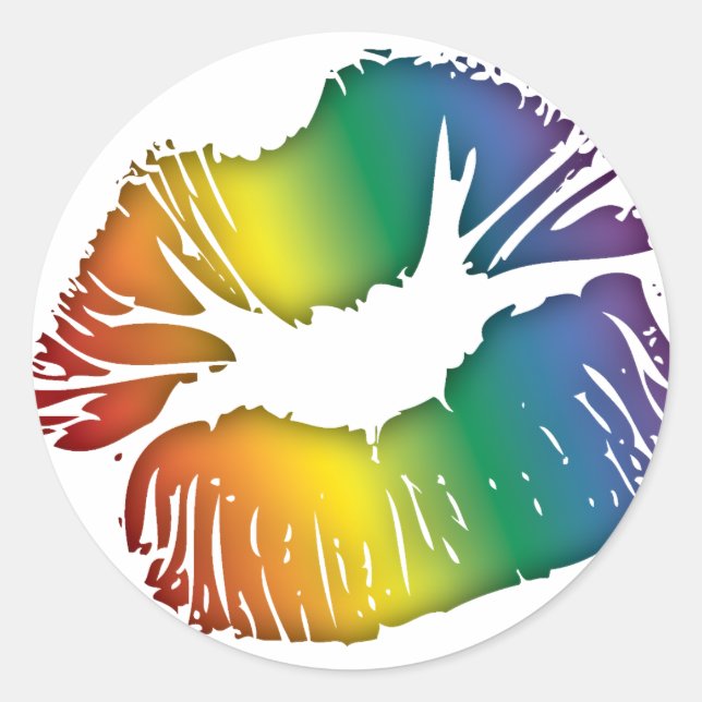 Regenbogenlippen 3 runder aufkleber (Vorderseite)