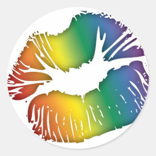 Regenbogenlippen 3 runder aufkleber