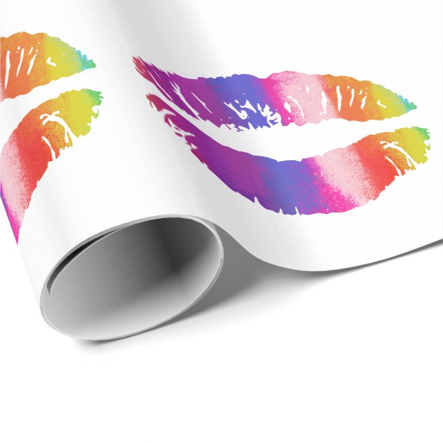 Regenbogenlippen Geschenkpapier (Rolleneckpunkt)