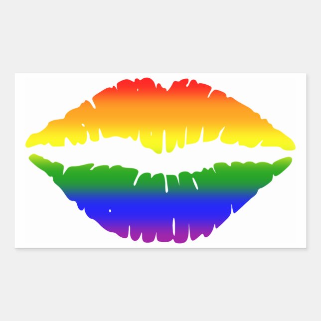 Regenbogenlippen Rechteckiger Aufkleber (Vorderseite)