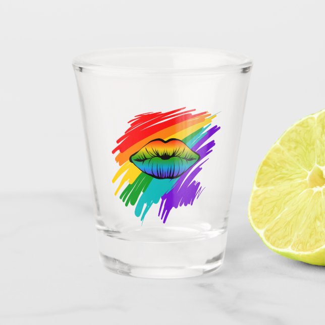 Regenbogenlippen Schnapsglas (Vorderseite)