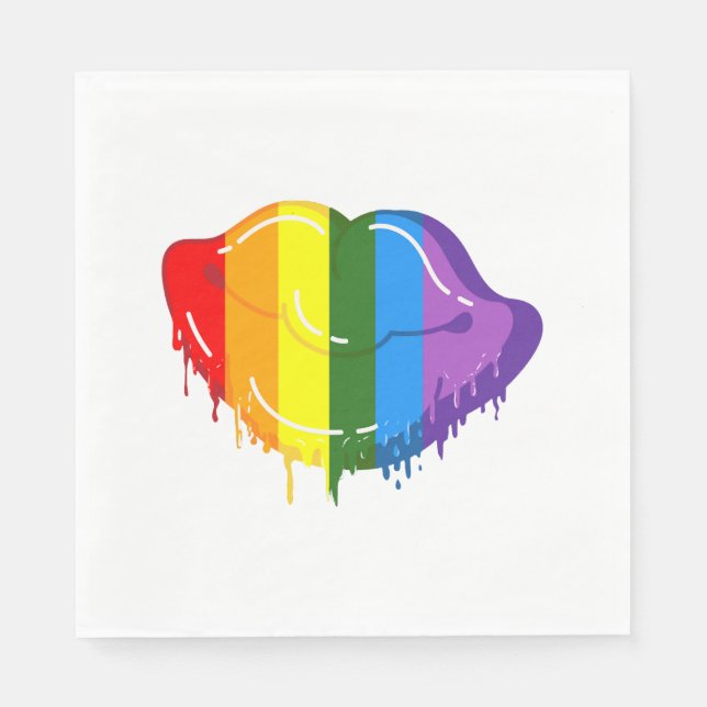 Regenbogenlippen Serviette (Vorderseite)