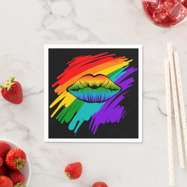 Regenbogenlippen Serviette (Beispiel)