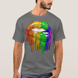 Regenbogenlips Bitten Sey Cool LGBT Gay Lesbian Ho T-Shirt