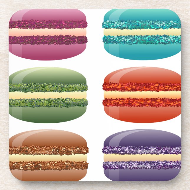 Regenbogenmacarons Getränkeuntersetzer (Vorderseite)