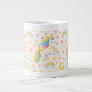 Regenbogenmähnen-Pferde-Kaffeetasse — Cooper & Cod Jumbo-Tasse