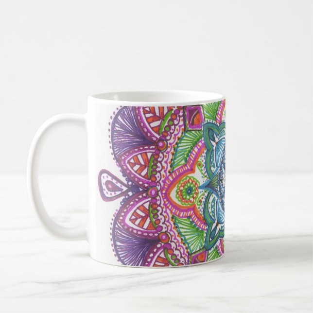 Regenbogenmandala-Kaffee-Tasse Kaffeetasse (Links)