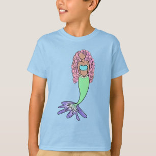 Regenbogenmeerjungfrau rosa blau lila grün schwarz T-Shirt
