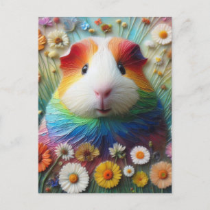 Regenbogenmeerschweinchen auf der Wiese Postkarte