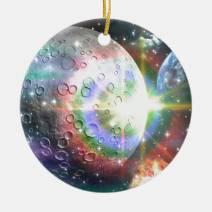 Regenbogenmond Keramik Ornament