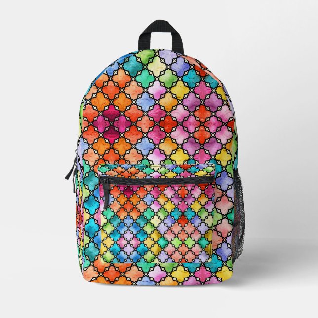 Regenbogenmosaik Bedruckter Rucksack (Vorderseite)