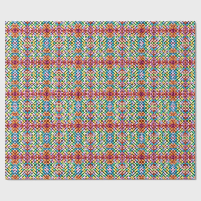 Regenbogenmosaik Geschenkpapier (Flach)