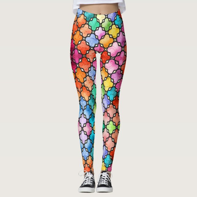 Regenbogenmosaik Leggings (Vorderseite)