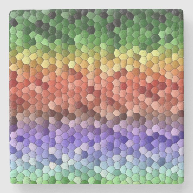 Regenbogenmosaik Steinuntersetzer (Vorderseite)