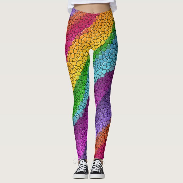 Regenbogenmosaike Leggings (Vorderseite)