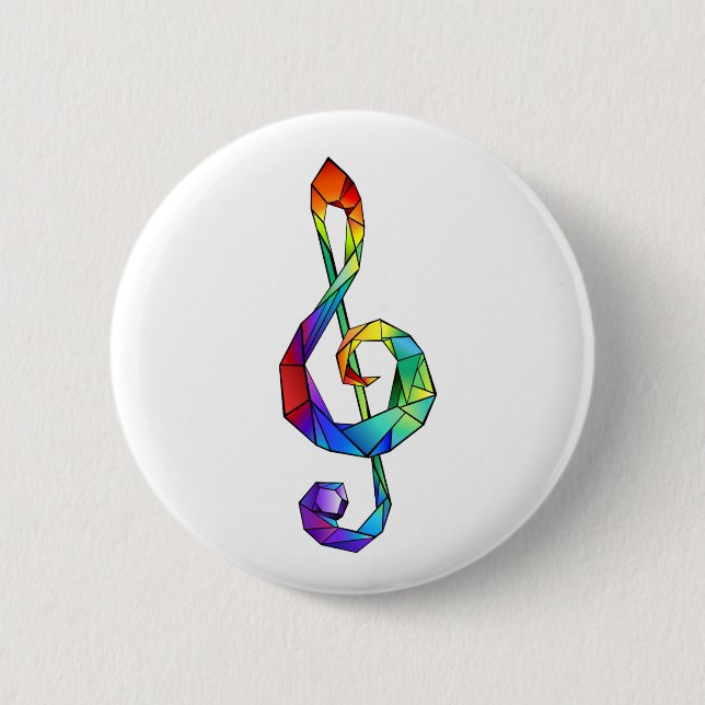Regenbogenmusikschlüssel Violinschlüssel Button (Vorderseite)