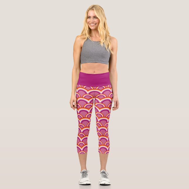 Regenbogenmuster auf Lesben Capri Leggings (Vorderseite)
