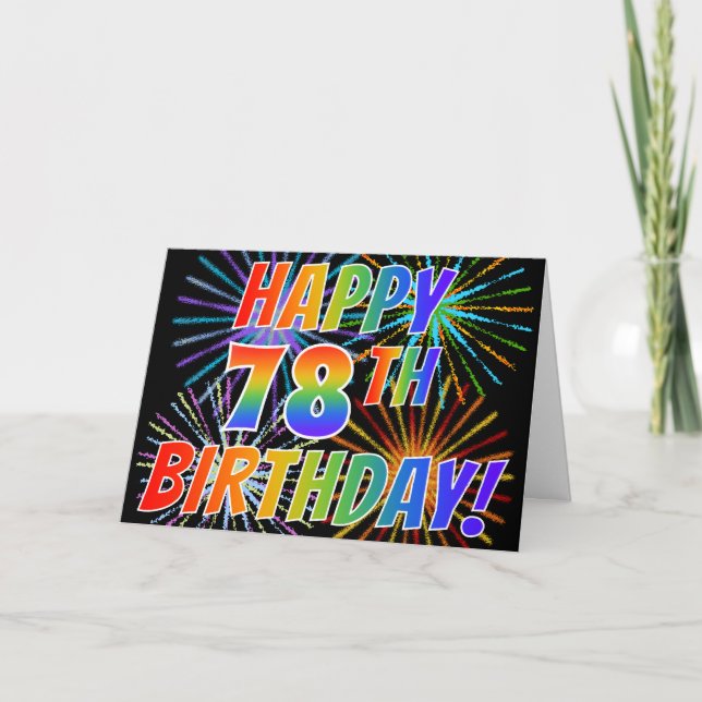 Regenbogenmuster "GLÜCKLICH 78. GEBURTSTAG!" + Feu Karte (Vorderseite)