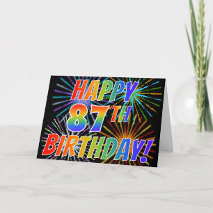 Regenbogenmuster "GLÜCKLICH 87. GEBURTSTAG!" + Feu Karte