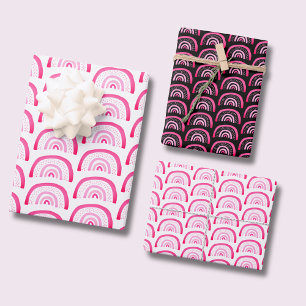 Regenbogenmuster in Rosa Geschenkpapier Set