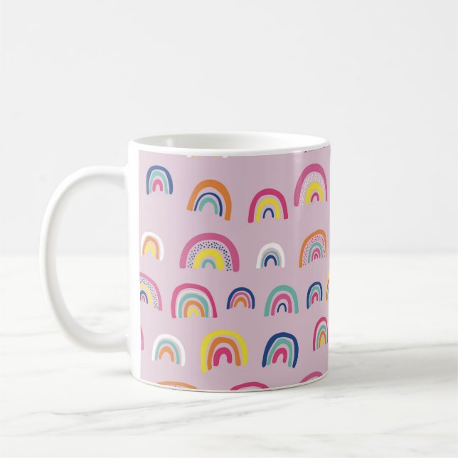 Regenbogenmuster in Rosa Kaffeetasse (Links)