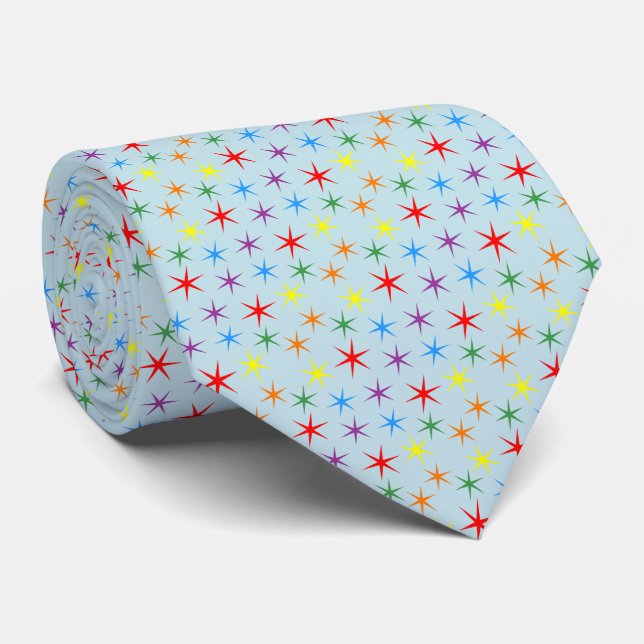 Regenbogenmuster Mini Sterne  Krawatte (Gerollt)
