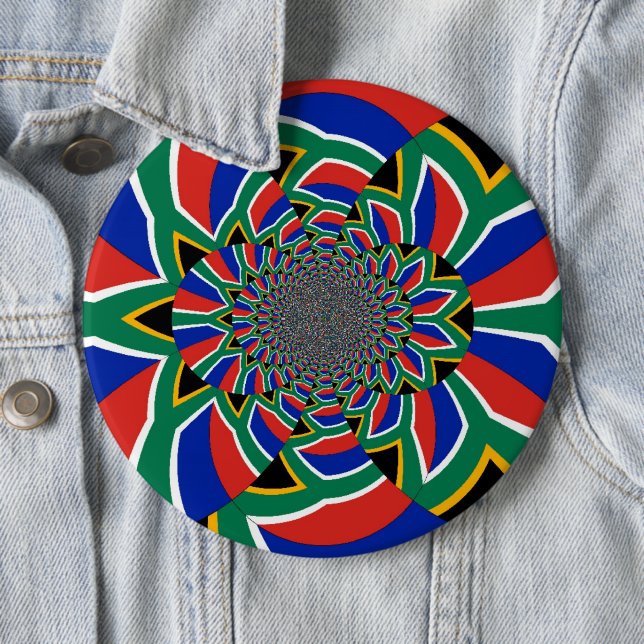 Regenbogennation: Lebendiger Südafrika-Kunstdruck Button (Beispiel)