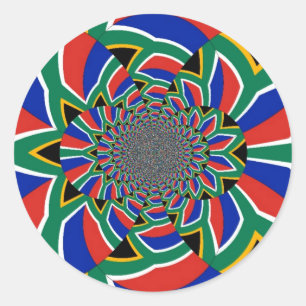 Regenbogennation: Lebendiger Südafrika-Kunstpostdr Runder Aufkleber